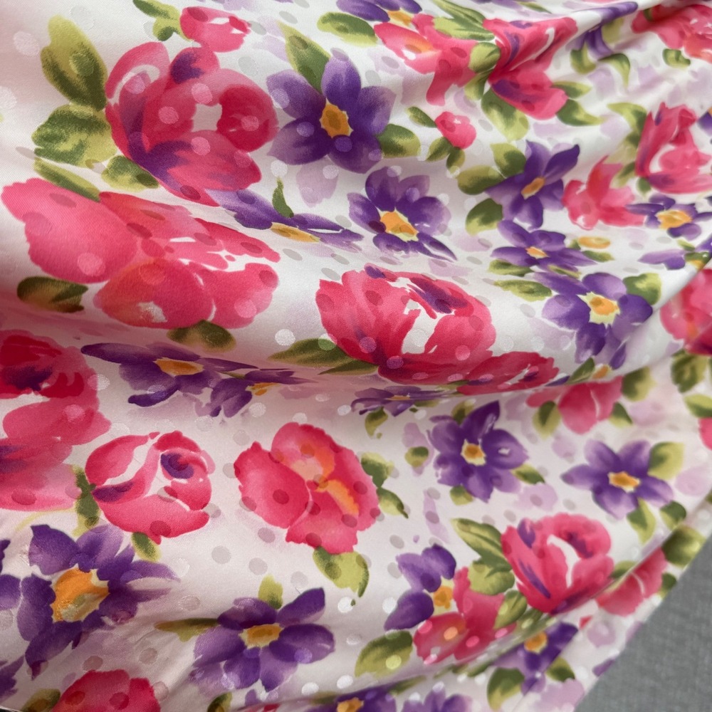 Vintage Talbots Petites‎ Skirt Set Womens 10P Pink Purple Floral Linen Cottage - Picture 10 of 11
